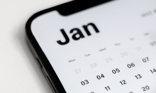 Calendar showing January