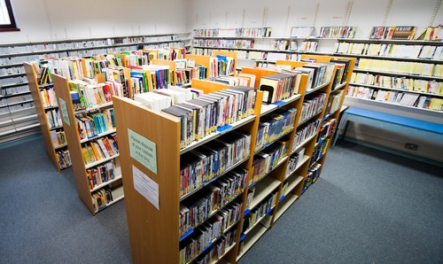 Book shelves in the Library